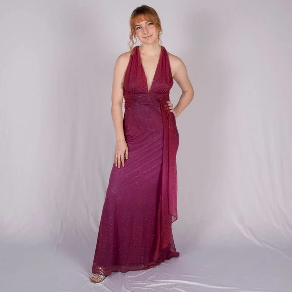 Morgan & Co. Dresses | 90s Sparkly Halter Prom Dress | S | Bust 34" | Vintage Size 9/10 | Vintage Vtg | Color: Purple | Size: S | Sweetdahliavtg's Morgan & Co. Dresses | 90s Sparkly Halter Prom Dress | S | Bust 34" | Vintage Size 9/10 | Vintage Vtg | Color: Purple | Size: S | Sweetdahliavtg's